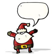 cartoon santa with speech bubble