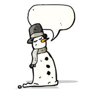 cartoon snowman with speech bubble N4