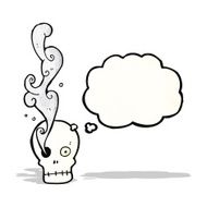 cartoon skull with thought bubble N51