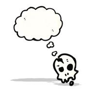 cartoon skull with thought bubble N52