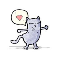 funny cartoon cat with love heart