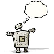 cartoon robot with thought bubble N198