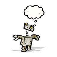 cartoon robot with thought bubble N199
