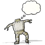 cartoon robot with thought bubble N200