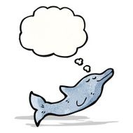 dolphin with thought bubble cartoon