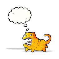 crazy cartoon cat with thought bubble