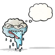 Cartoon Raincloud With Thought Bubble N7