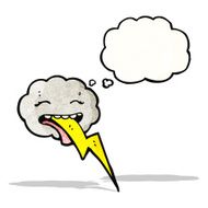 Cartoon Raincloud With Thought Bubble N8