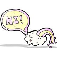 cartoon cloud saying hi