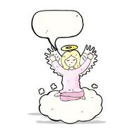 cartoon angel with speech bubble N6