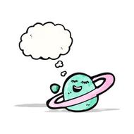 cartoon planet with thought bubble