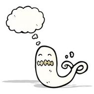 ghost with thought bubble cartoon