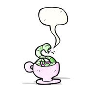 cartoon snake in teacup