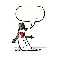 cartoon snowman with speech bubble N6