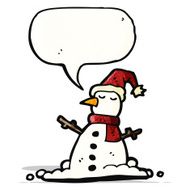 cartoon snowman with speech bubble N7