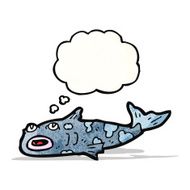 cartoon fish with thought bubble N108