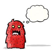 hairy red monster cartoon