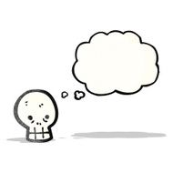 skull with thought bubble cartoon