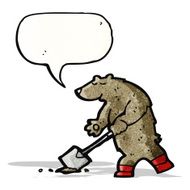 cartoon bear digging