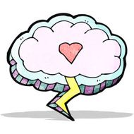 cartoon thunder cloud with love heart