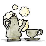 cartoon coffee pot and cup