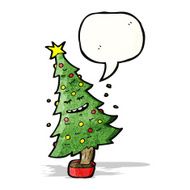 cartoon christmas tree with speech bubble N2