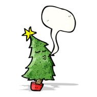 cartoon christmas tree with speech bubble N3