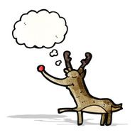 cartoon reindeer with thought bubble