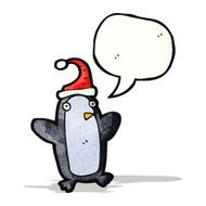 cartoon penguin in xmas hat
