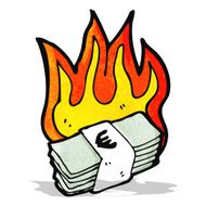 cartoon burning money
