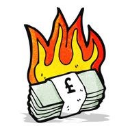 cartoon burning money N2