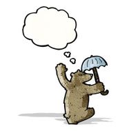 cartoon dancing bear with umbrella