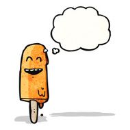 cartoon ice lolly with thought bubble