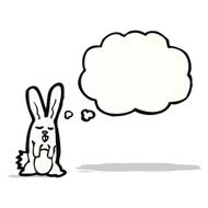 cartoon rabbit with thought bubble N108