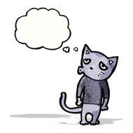 cartoon cat with thought bubble N89