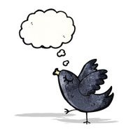 cartoon bird with thought bubble N309