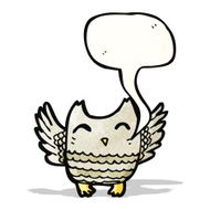 Cartoon owl with speech bubble N88