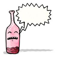 cartoon wine bottle with face