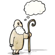 cartoon old sheperd man