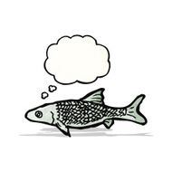 cartoon fish with thought bubble N109