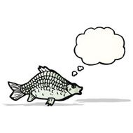 cartoon fish with thought bubble N110