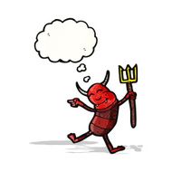 cartoon little devil with pitchfork