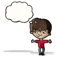 clever cartoon boy thinking