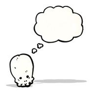 cartoon skull with thought bubble N53