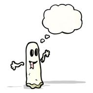 cartoon ghost with thought bubble N26