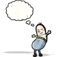 funny man with thought bubble