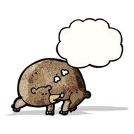 cartoon bear with thought bubble N27