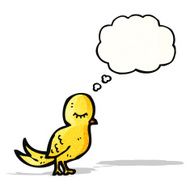 cartoon bird with thought bubble N312