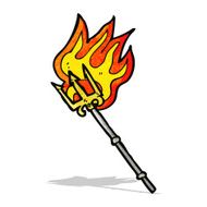 cartoon flaming trident