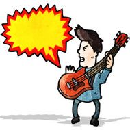 cartoon boy playing electric guitar
